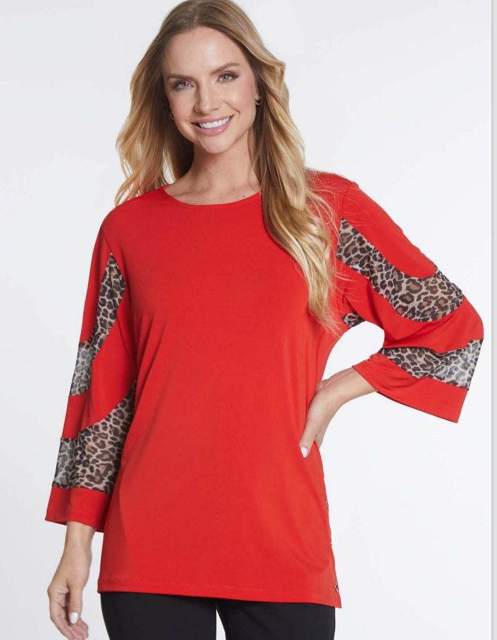 Scarlet 3/4 Slv Scoop Nk Top