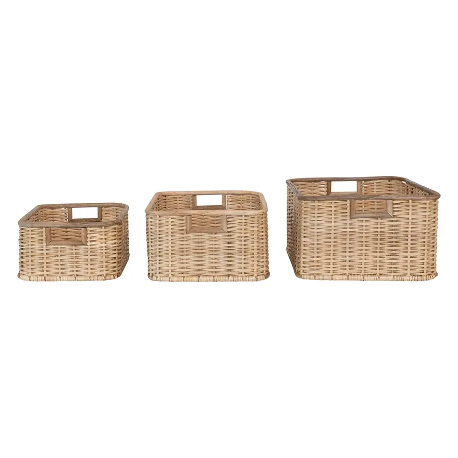 AH3035 Rattan &amp; Split Palme Baskets-Med