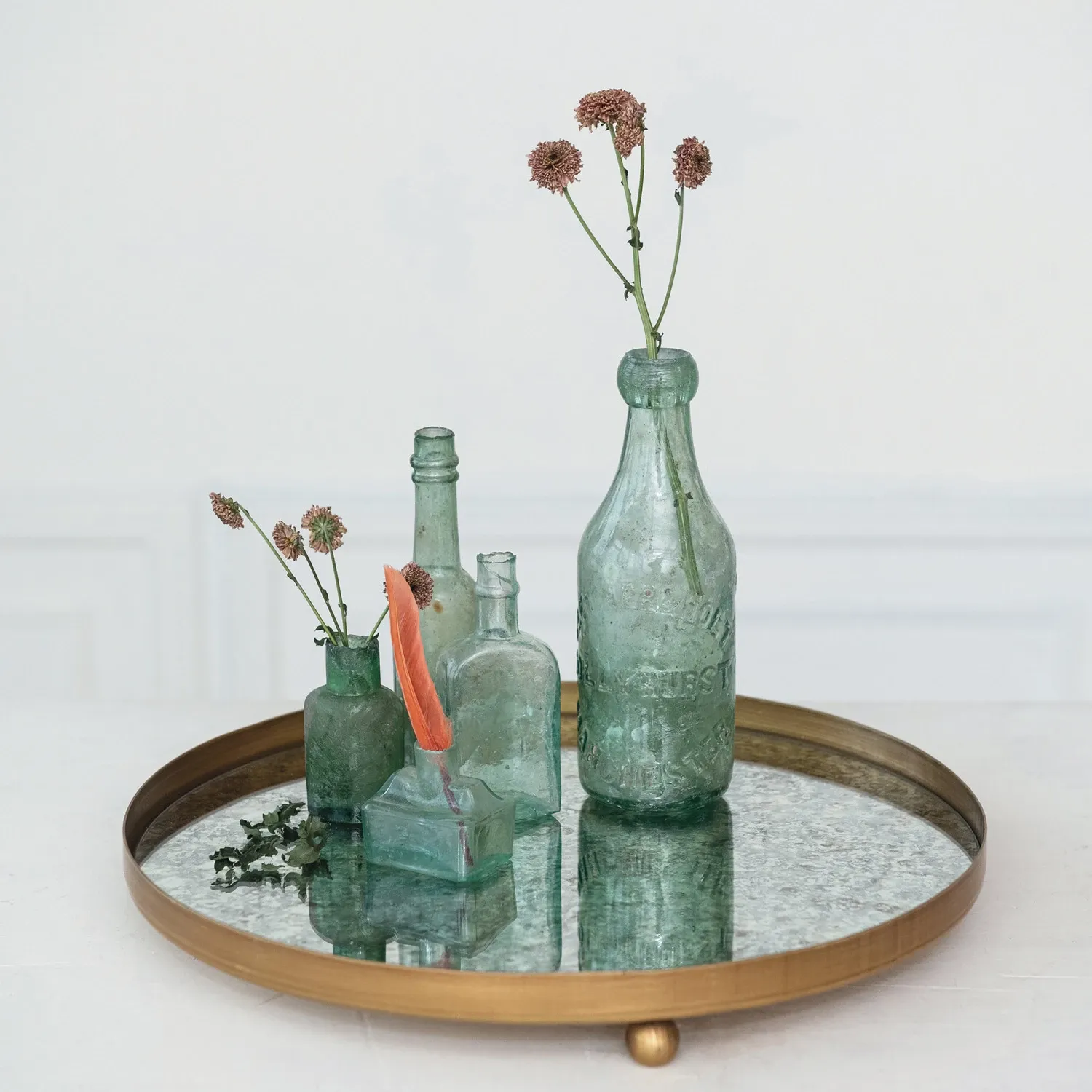 DF9789 Round Metal Footed Mirror Tray
