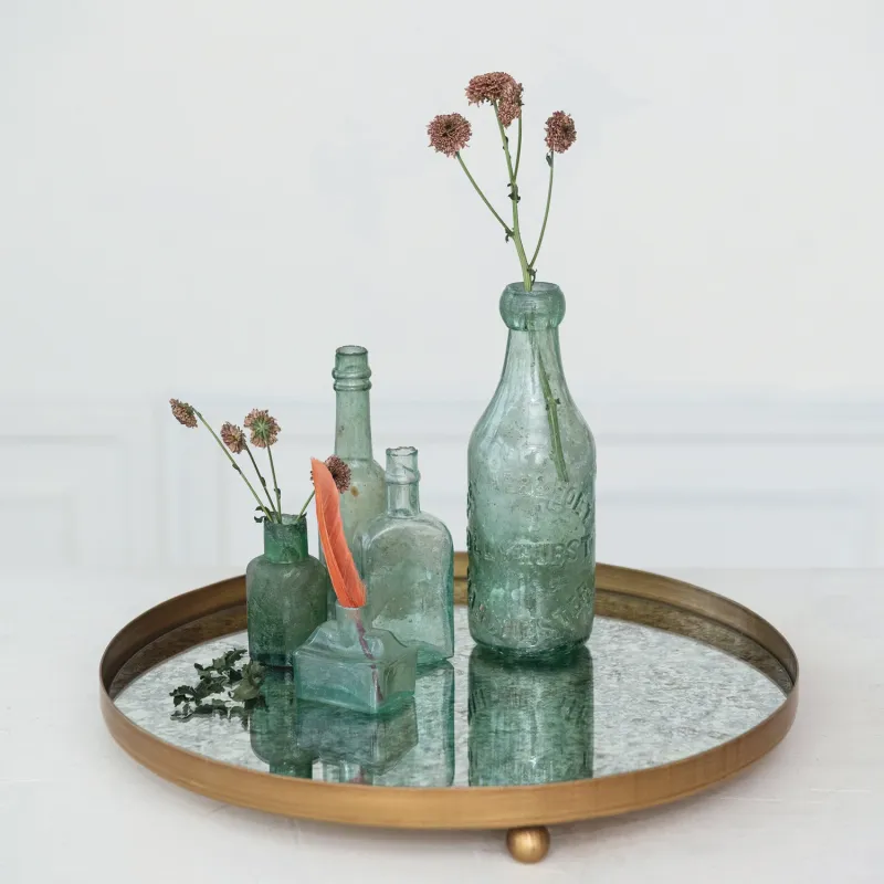 DF9789 Round Metal Footed Mirror Tray