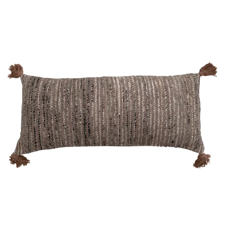 AH2307 36&quot; Cotton Viscose Lumbar Pillow w Tassels