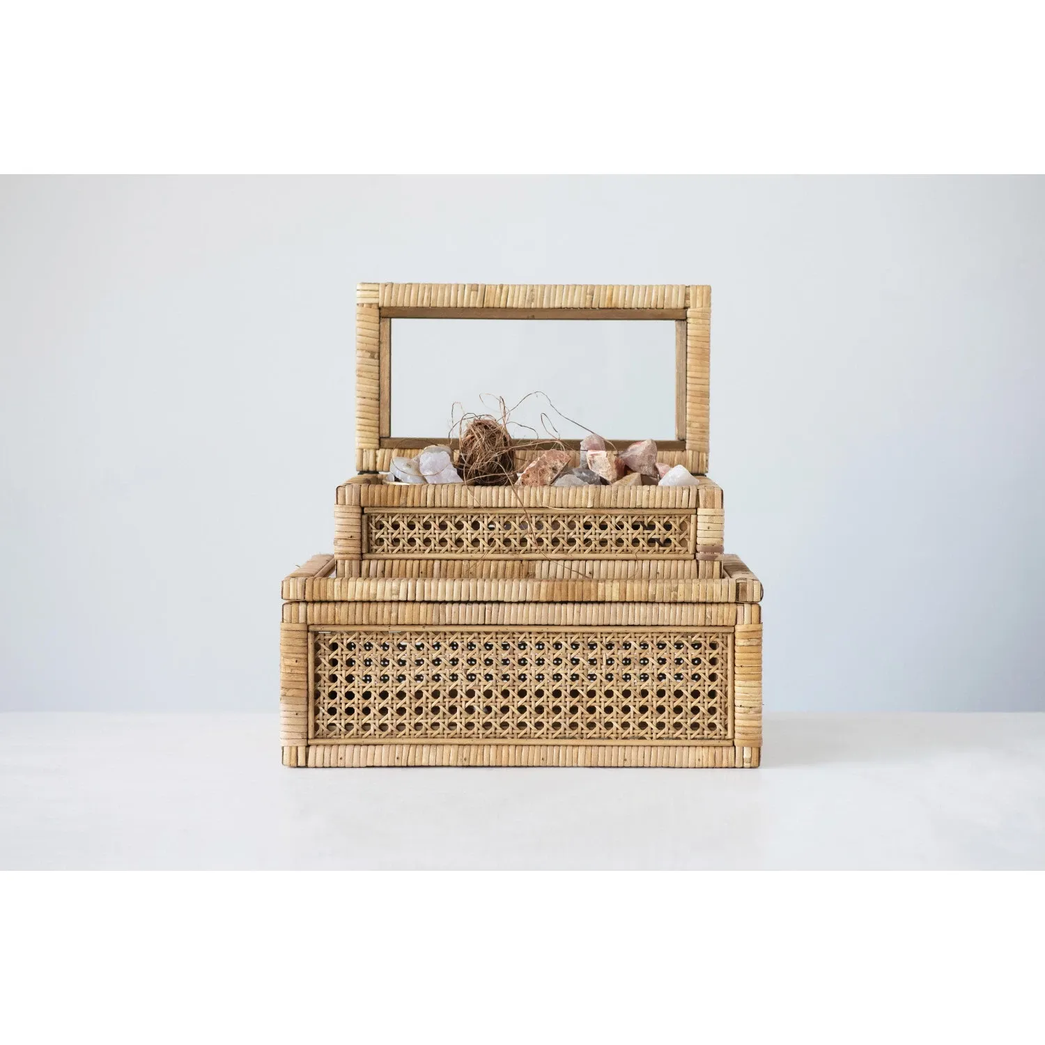 DF2636-SM.Rattan &amp; Wood Display Boxes