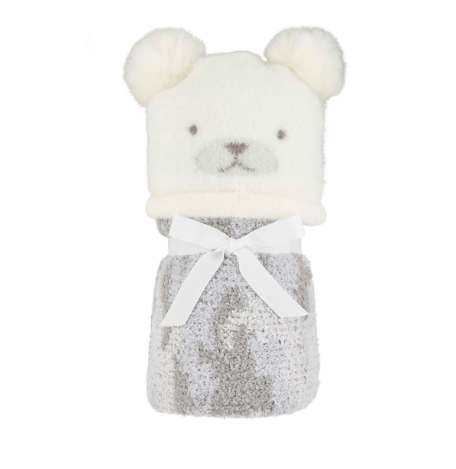 Ivory Bear Hat &amp; Blanket