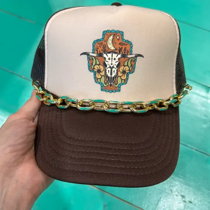 Chunky Teal Enamel Dipped Hat Chain