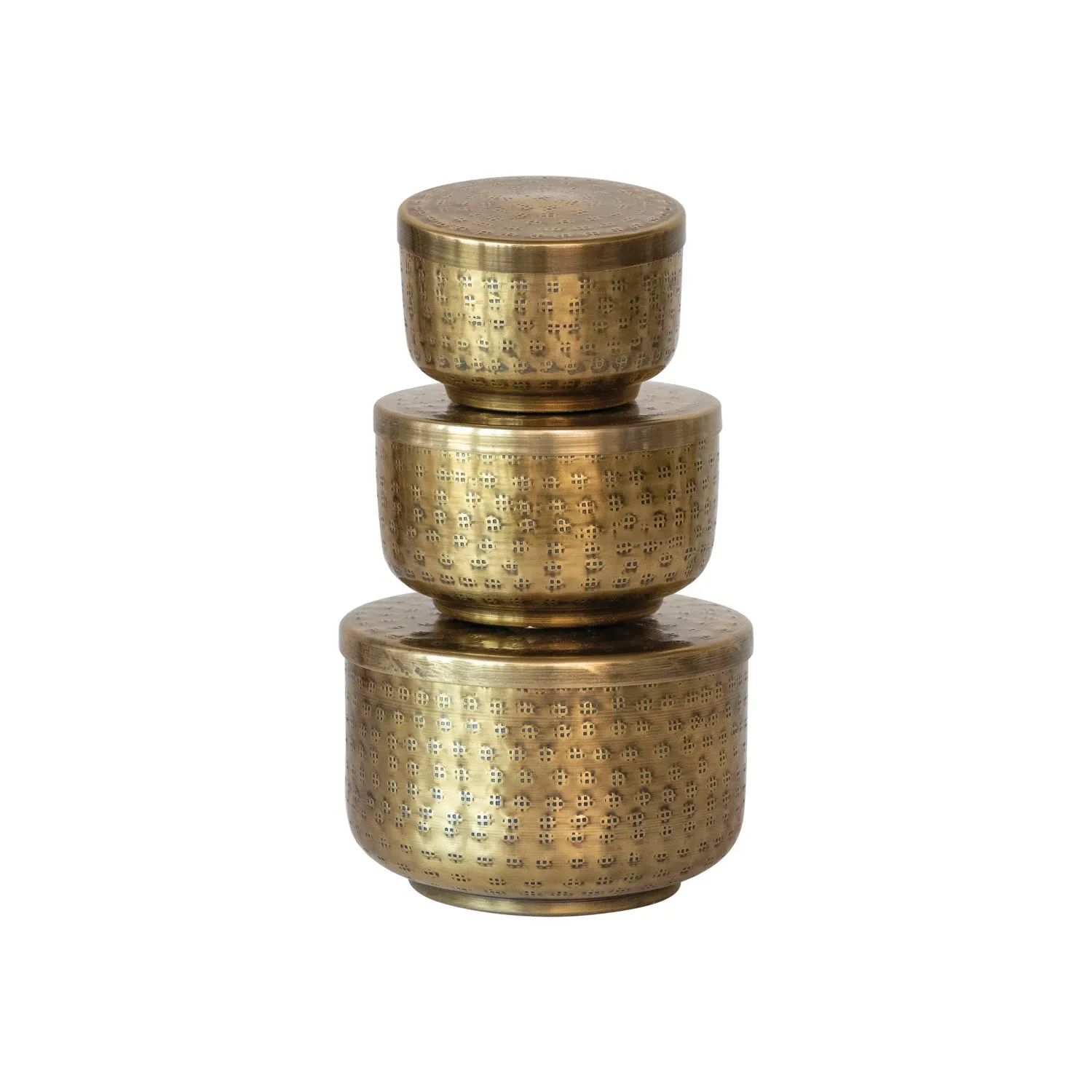 Hammered Aluminum Containers w/ Lids-Med