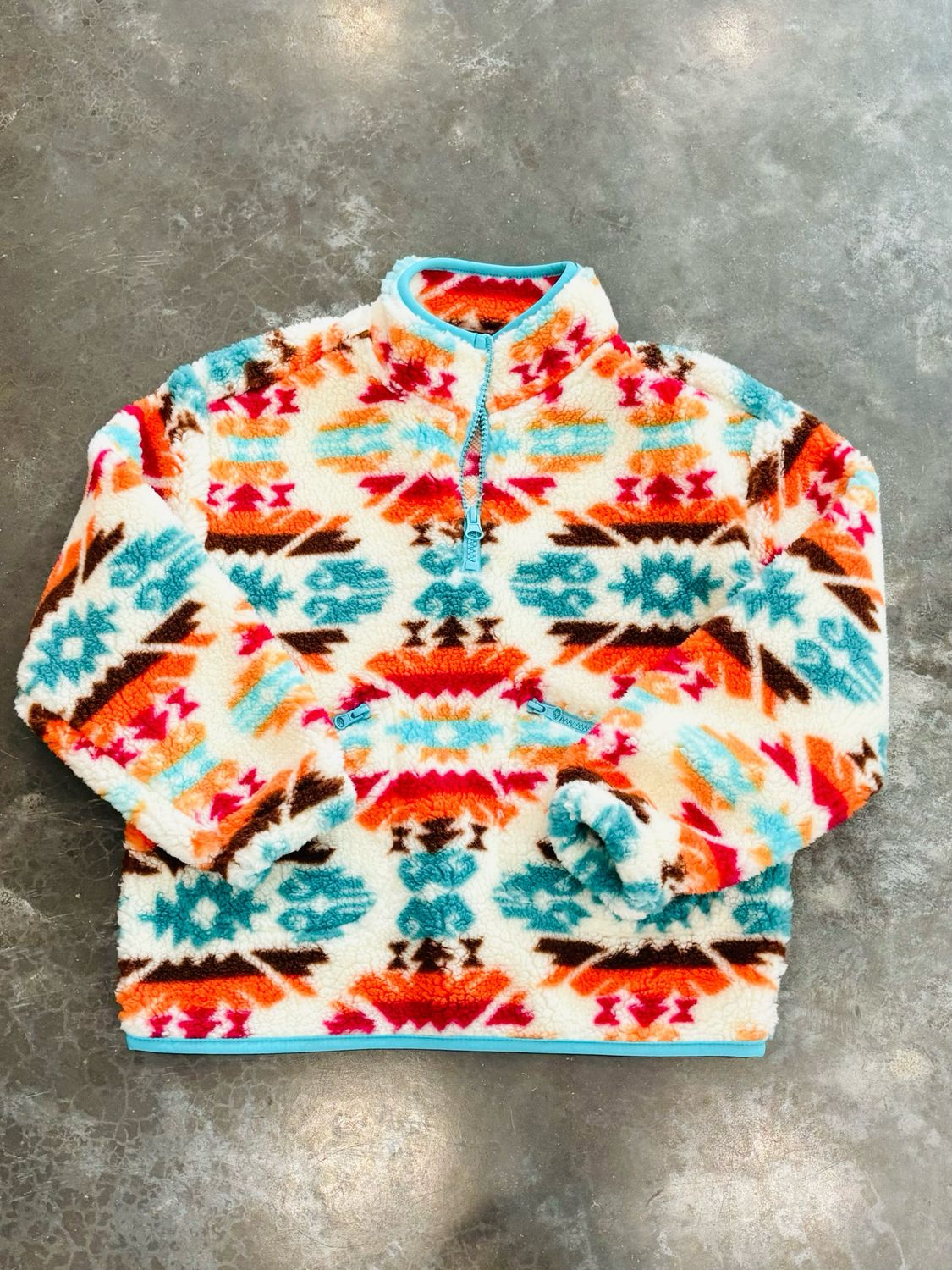 Girls Aztec Print Sherpa 1/4 Zip