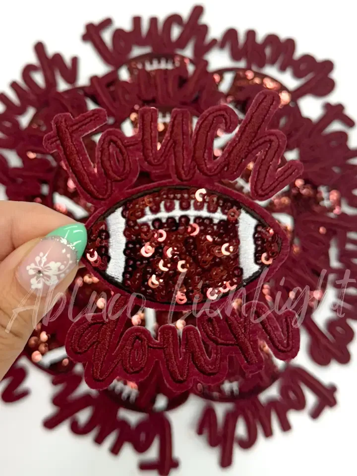 Maroon Touchdown Football Patch