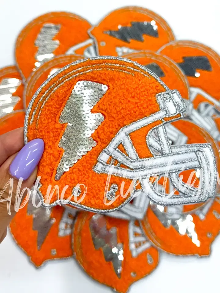 Orange Helmet Bolt Patch