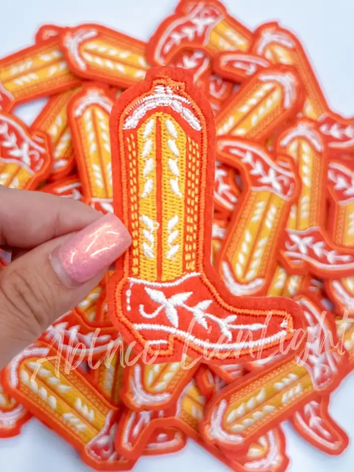 Orange Cowboy Boot Patch
