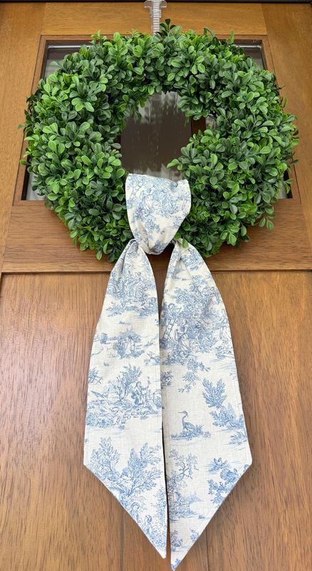 French Country Toile Wreath Sash