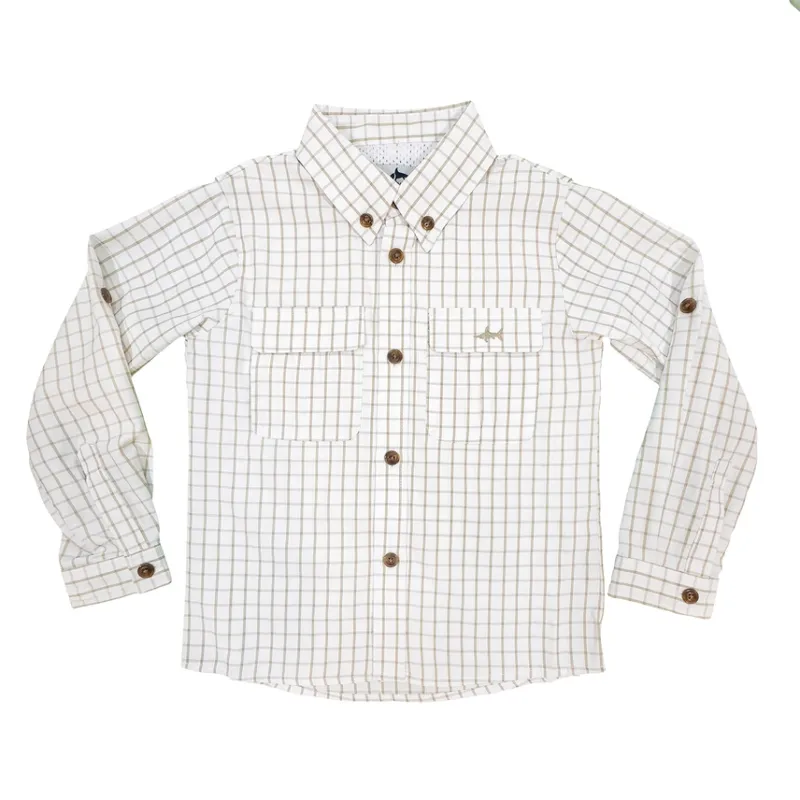 Flagler Fishing Shirt-Khaki Plaid