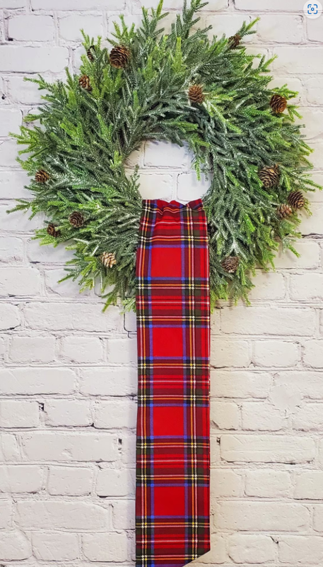 Red Plaid Wreath Sash