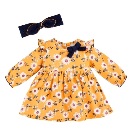 Flower Flannel Dress &amp; Headband Set