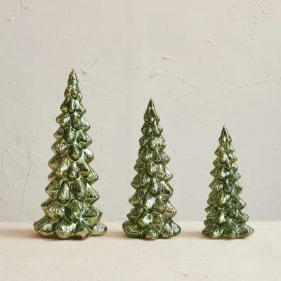 XS6077-Small Green Glass LED Tree