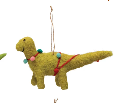 XS4080A-Felt Dino Ornament-Green Dino