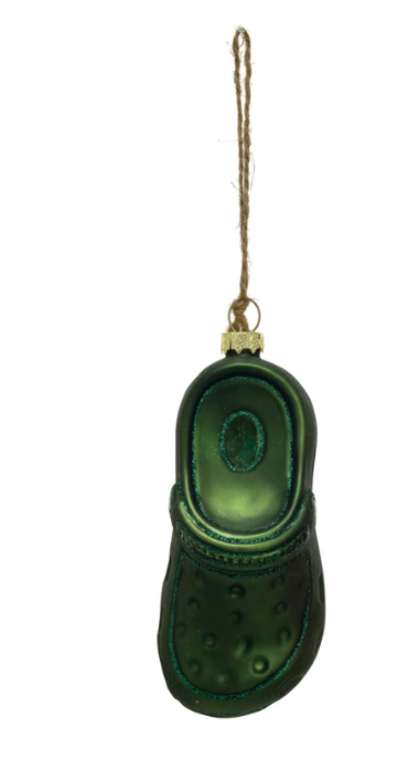 XS6656A-Glass Garden Clog Ornament-Green