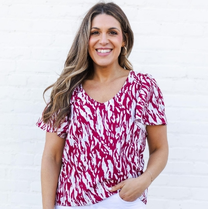 Paisley Tiger Tail Top-Maroon
