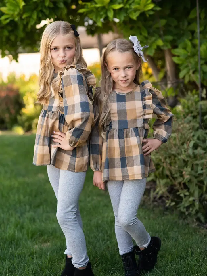 Mustard Gray Plaid Plaid Set