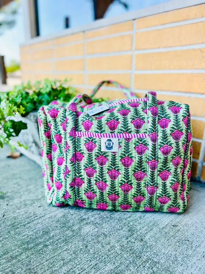 Green Ivy Mini Quilted Duffle Bag