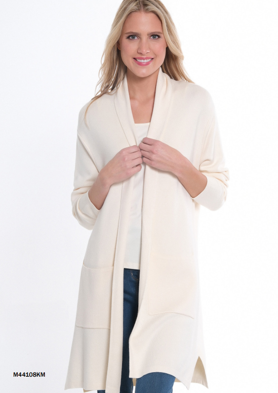 Winwht 3/4 Slv Cardi Sweater