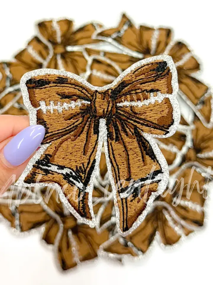 Football Bow Glitter Patch