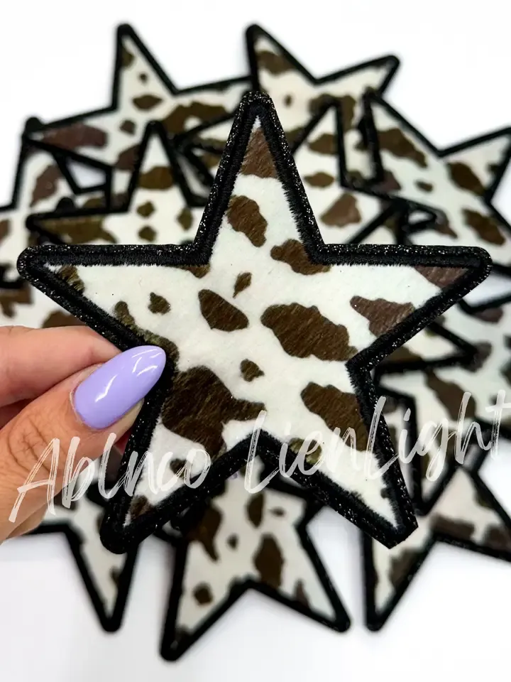 Brown Cow Print Star Patch