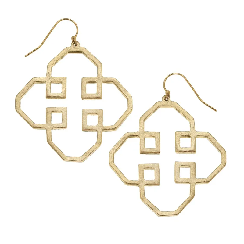 VG Gold Large Clover/Squares Earring