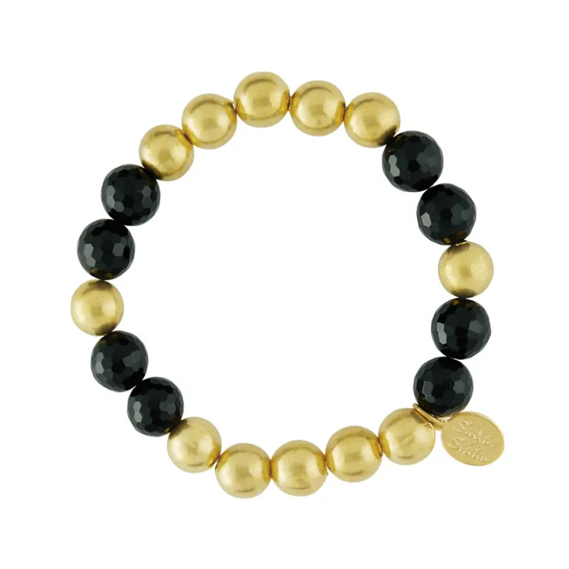 VG Gold Balls &amp; Blk Onyx Bracelet
