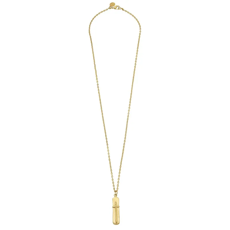 VG Gold Bar w Cross Necklace