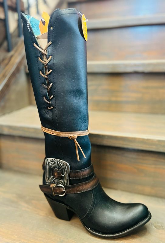 Black Tall Round Toe Boot-C4204