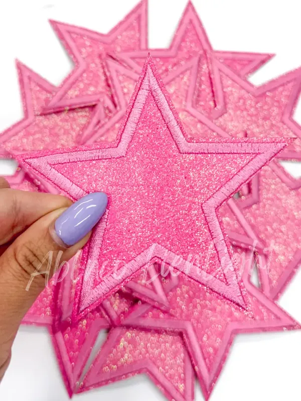 3&quot; Bright Pink Glitter Star Patch