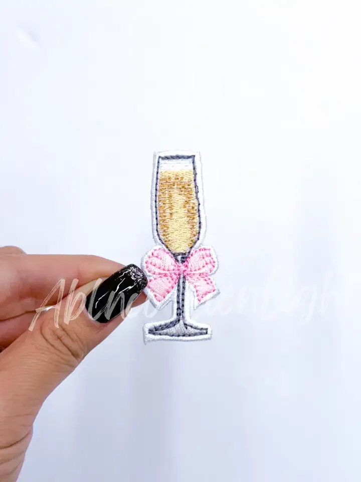 Champagne Glass Bow Patch