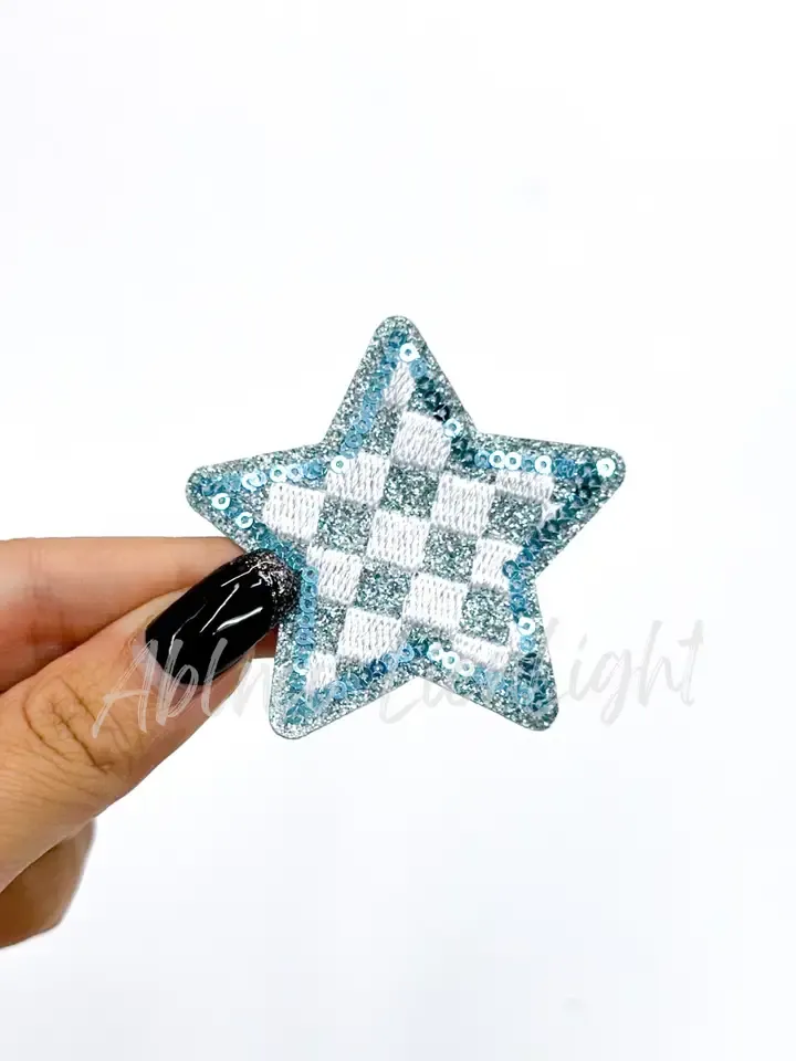 Lt Blue Checkered Star Patch