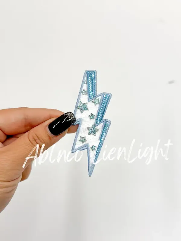 Lt Blue Star Lightning Bolt Patch