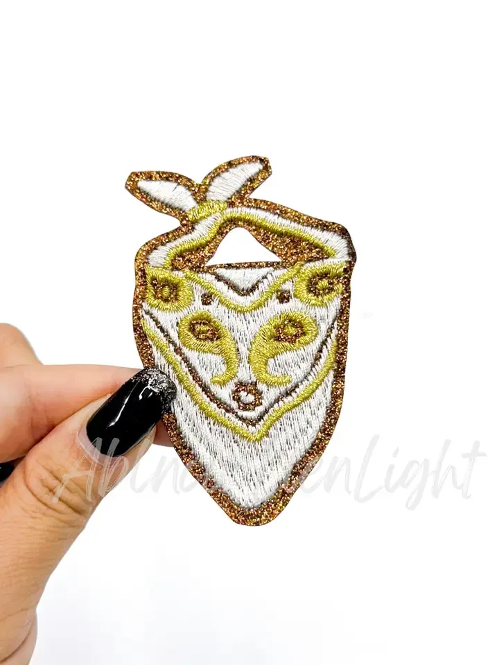 White Bandana Glitter Patch
