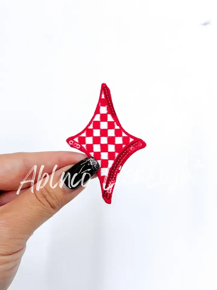 Red Checkered Diamond Star Patch