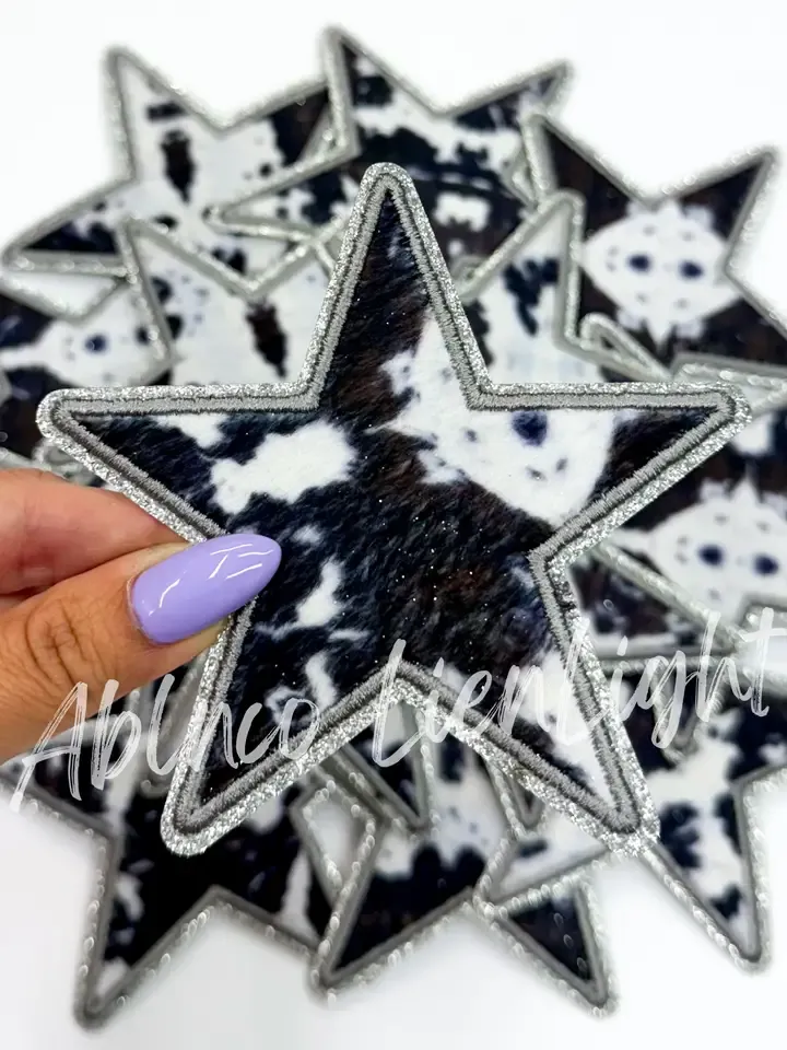 White Cow Print Star Patch