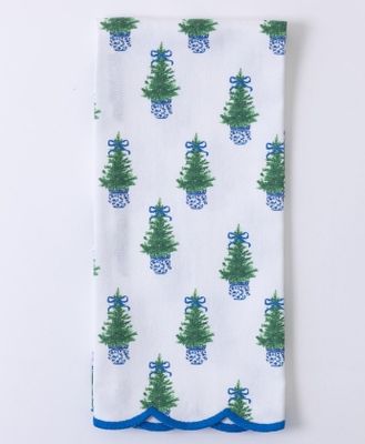 Fancy &amp; Festive Tree Print Tea Towel