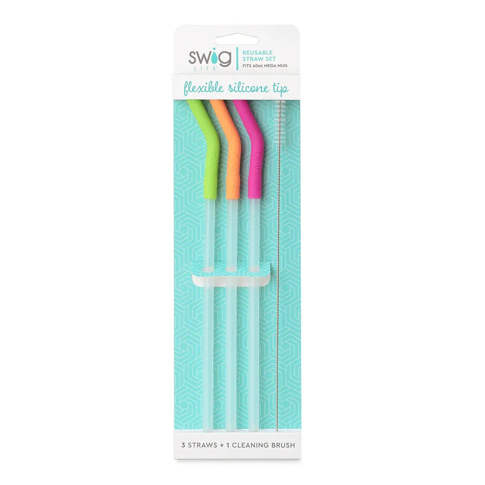 Neon Lime/Orange/Berry Reusable Straw Set