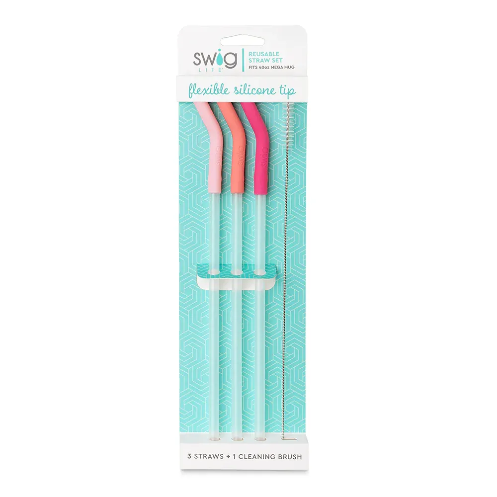 Blush/Coral/Hot Pink Reusable Straw Set