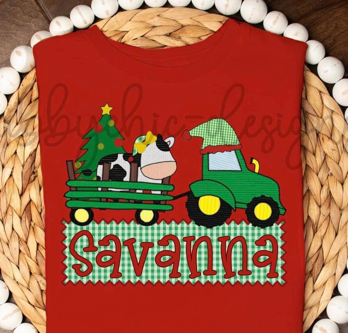 BS Girl Cow/Tractor Christmas/Name