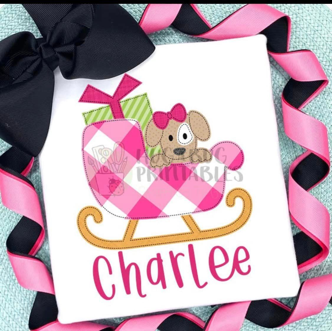 BS Girl Dog/Sleigh/Name Design