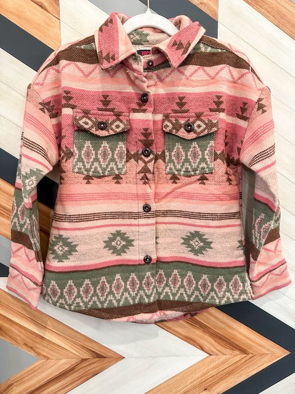 Aztec Shirt Jacket W/Sherpa