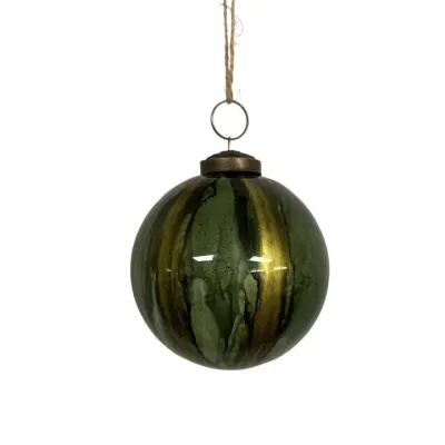 Green Watercolor Glass Ball Ornament 6&quot;