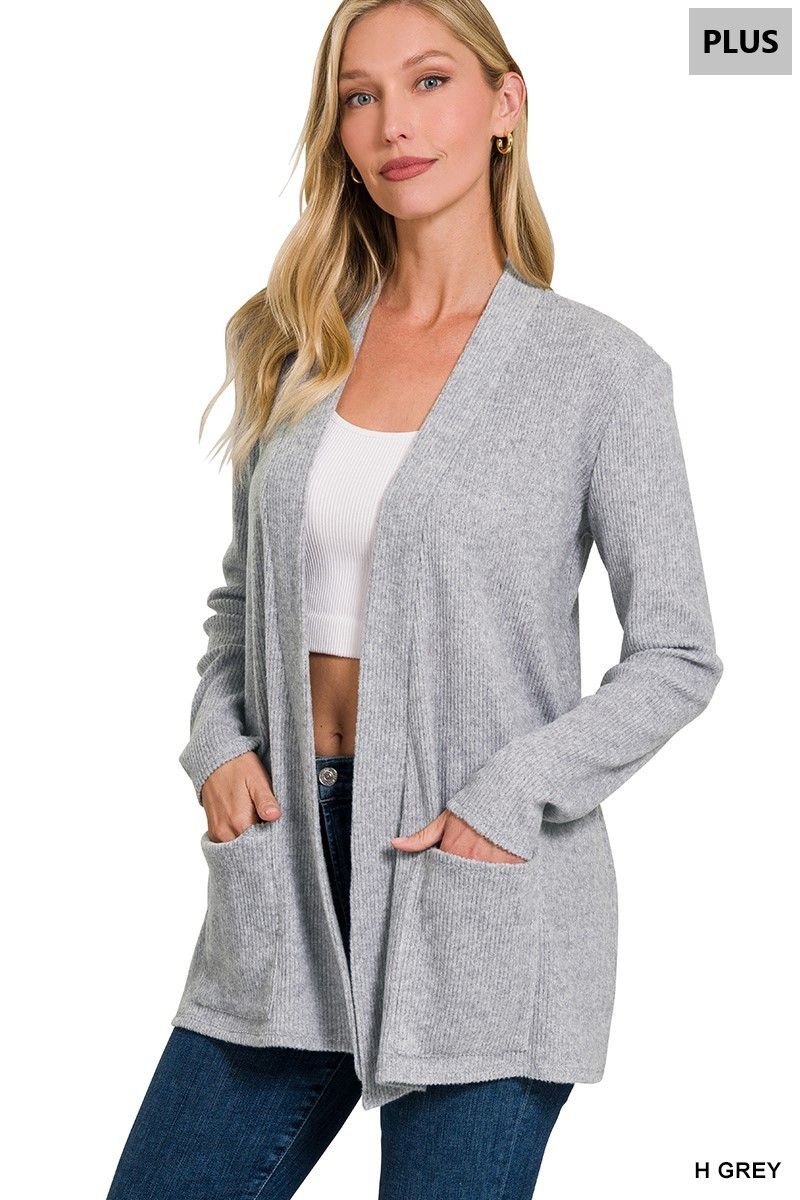 Trip Into Town Plus Cardi-Heather Grey