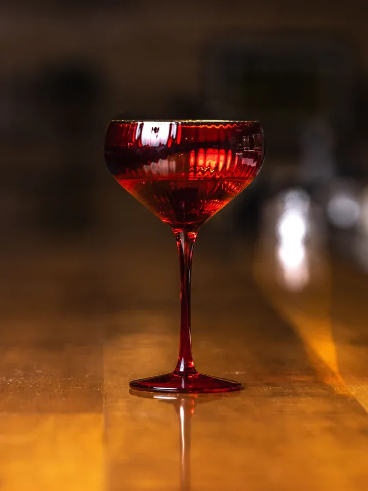 Ribbed Red Coupe Glass