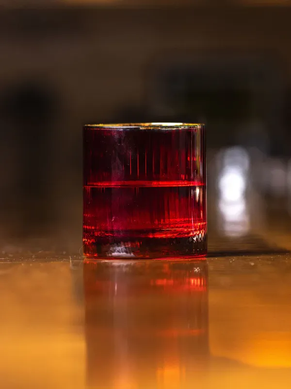 Ribbed Red Cocktail Glass
