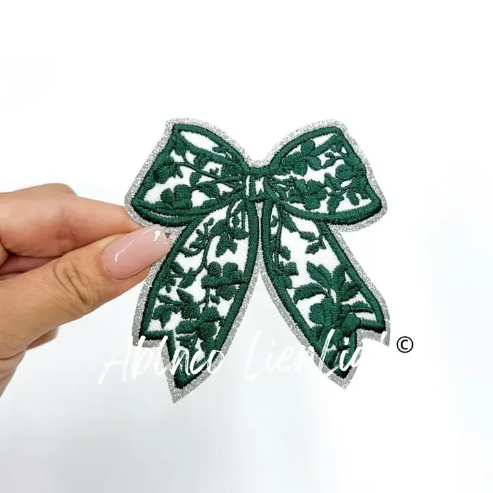 Green Floral Bow Patch