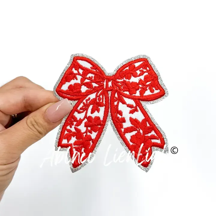 Red Floral Bow Patch