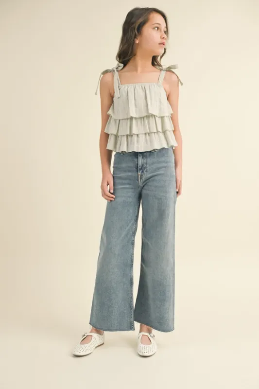 Girls Wide Leg Denim Pants